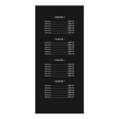 Menu Prijslijst Fun Bokeh en Roos Gold Salon (Achterkant)