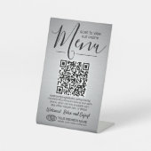 Menu | Prijslijst QR Code Business Borhed Silver Reclamebord Met Voetstuk (Voorkant)