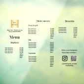 Menu-prijslijst restaurant café raamsticker (Vel 3)
