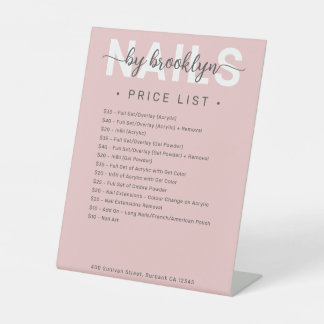 Menu Prijslijst roze nagelzout Reclamebord Met Voetstuk