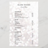 Menu Prijslijst Witte Bokeh Glitter Hair (Voorkant)