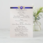 Menu Princess Blue Jewel Crest Wedding (Staand voorkant)