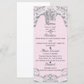 Menu Princesse de Conte de Fées Rose Vintage (Devant / Derrière)