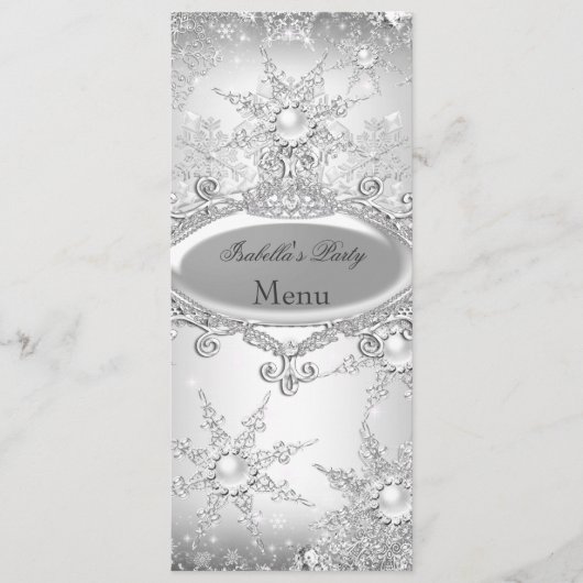 Menu Princesse Hiver Merveilleux Blanc Argent (Devant)