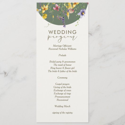 Menu Printemps Automne Boho Fleur sauvage Bloom Whimsic (Devant)