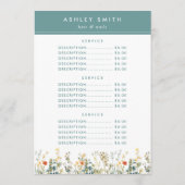 Menu Prix de champ Fleur sauvage élégant (Dos)