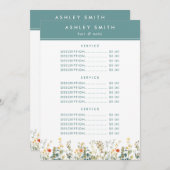 Menu Prix de champ Fleur sauvage élégant (Devant / Derrière)