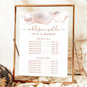 Menu Prix de service en marbre blanc agate or rose chic