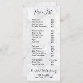 Menu Prix du Salon de l'ongle de marbre profession (Devant / Derrière)