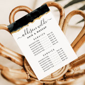 Menu Prix du service Aquarelle Noir et Or