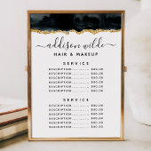 Menu Prix du service Aquarelle Noir et Or