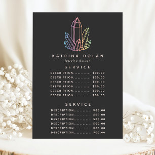 Menu Prix du service de cristaux de Quartz Rainbow Gems