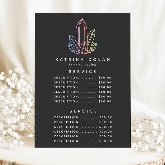 Menu Prix du service de cristaux de Quartz Rainbow Gems