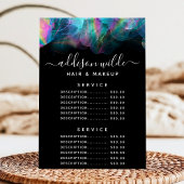 Menu Prix du service d'encre d'alcool holographiqu