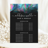 Menu Prix du service d'encre d'alcool holographiqu