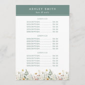 Menu Prix Fleur sauvage d'été (Dos)