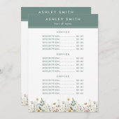 Menu Prix Fleur sauvage d'été (Devant / Derrière)