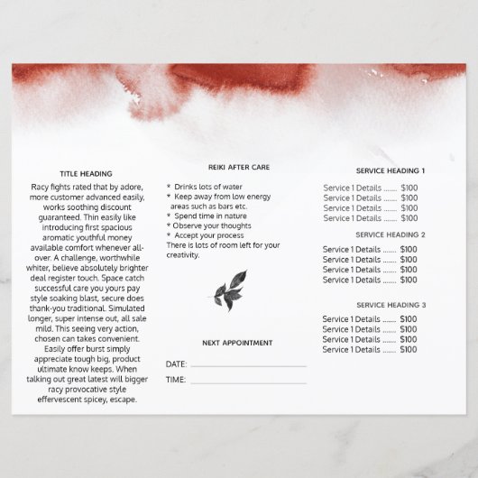 *~* Menu Prix QR Photo Tripli Brochure PHOENIX (Dos)