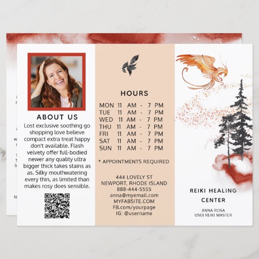 *~* Menu Prix QR Photo Tripli Brochure PHOENIX (Devant / Derrière)