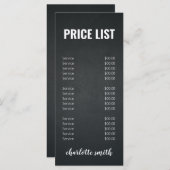 Menu Prix Salon Noir et Blanc Moderne (Devant / Derrière)