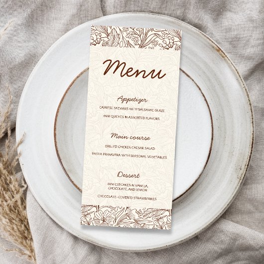 Menu Prochain Chapitre Floral Mariage Fête Marron