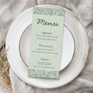 Menu Prochain Chapitre Floral Vert Sauge Baby Shower de