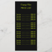 Menu Professional Simple Modern Chartreuse Tarification (Devant)