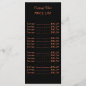 Menu Professional Simple Modern Neon Corail Tarifs (Devant)