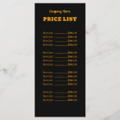 Menu Professional Simple Modern Neon Orange Tarifs (Devant)