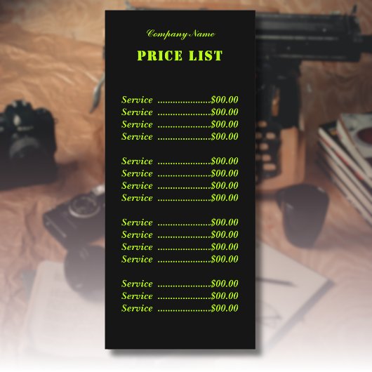 Menu Professionnel Simple Moderne Neon Lime Prix