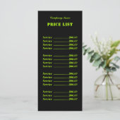 Menu Professionnel Simple Moderne Neon Lime Prix (Debout devant)