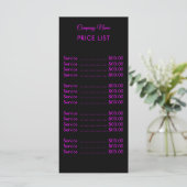 Menu Professionnel Simple Moderne Neon Magenta Tarifs (Debout devant)