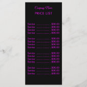 Menu Professionnel Simple Moderne Neon Magenta Tarifs (Devant)