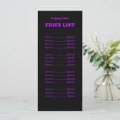 Menu Professionnel Simple Moderne Neon Purple Tarifs (Debout devant)