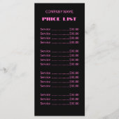 Menu Professionnel Simple Moderne Neon Rose Prix (Devant)