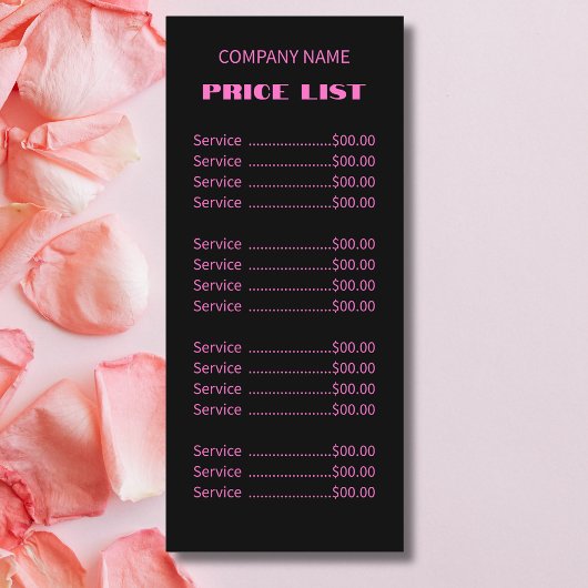 Menu Professionnel Simple Moderne Neon Rose Prix