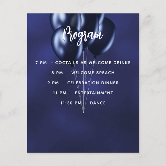 Menu programma marine blauw wit ballonnen budget (Achterkant)