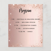 Menu programma roos gouden glitter verjaardagsfees (Achterkant)