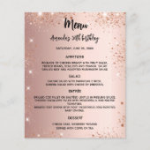 Menu programma roos gouden glitter verjaardagsfees (Voorkant)