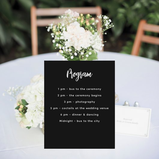 Menu programme noir blanc