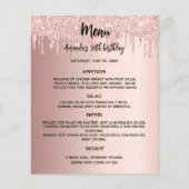 Menu programme rose or fête d'anniversaire (Devant)