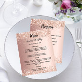 Menu programme rose or fête d'anniversaire