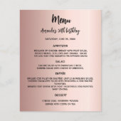 Menu programme rose or fête d'anniversaire (Devant)
