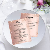 Menu programme rose or parties scintillant fête d'