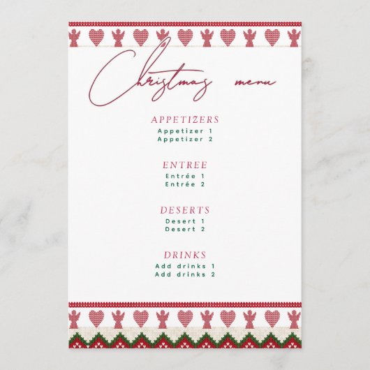Menu PULL Christmas tricoté Hygge Anges Cœurs Noël (Devant)