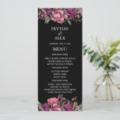 Menu Purple Floral Black Wedding Reception  (Debout devant)
