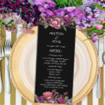 Menu Purple Floral Black Wedding Reception<br><div class="desc">Elegant,  romantic purple floral and greenery on black wedding reception menu. Contact me for assistance with your customization or to request additional matching or coordinating Zazzle products for your wedding or wedding events.</div>