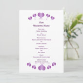 Menu Purple Hearts Design Wedding (Debout devant)
