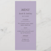 Menu Purple Moderne Minimaliste Simple Mariage (Devant)