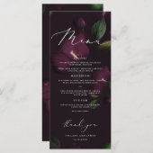 Menu Purple Moody Blooms Calligraphie Mariage Dîner (Devant / Derrière)